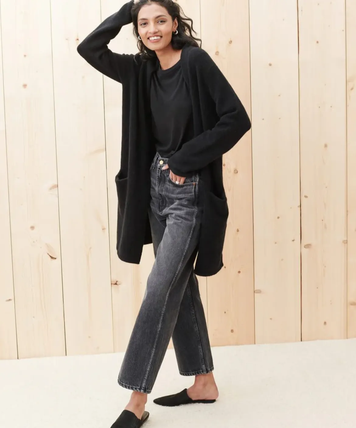Jenni Kayne Sweater Coat Black New