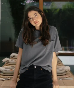 Jenni Kayne Vintage Pocket Tee Charcoal Outlet