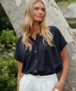 Jenni Kayne Willow Blouse Navy Outlet