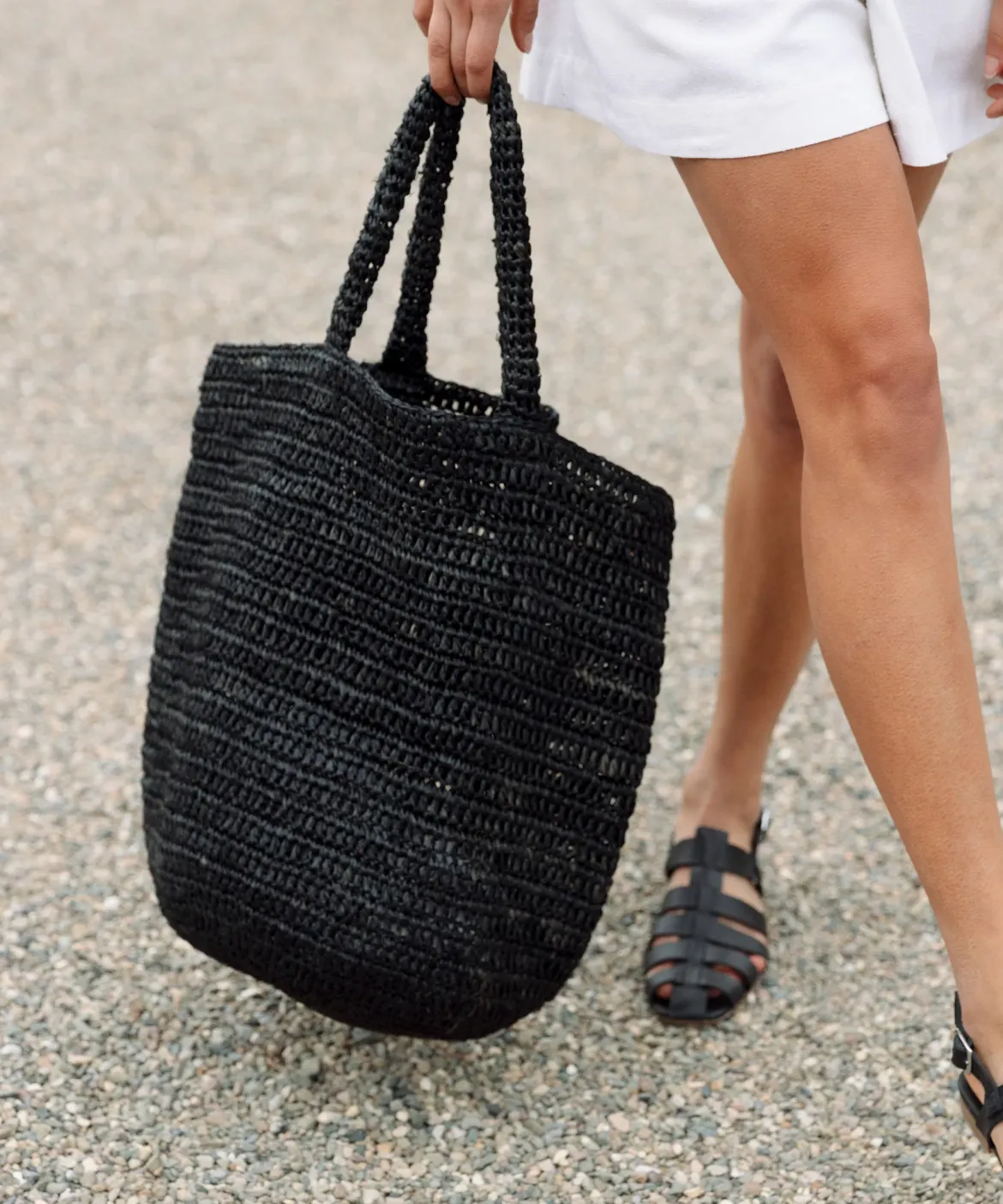 Jenni Kayne Woven Raffia Tote Black Fashion